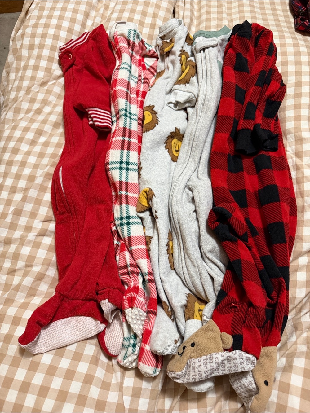 Carter's Fleece 2-Way Zip Sleep & Play Footed Pajamas Red & Gray